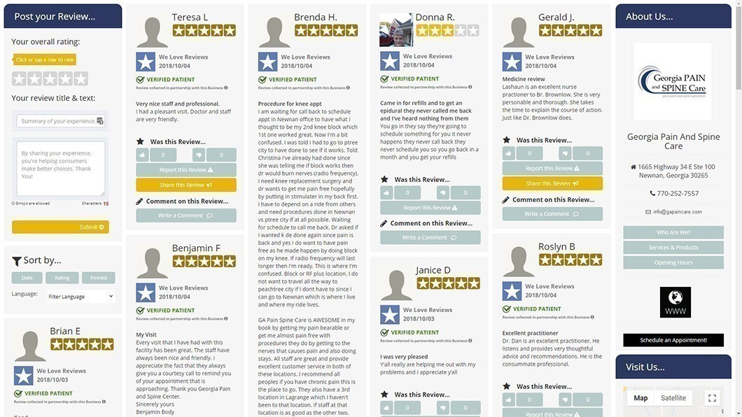 Uno screenshot di Pagina delle recensioni personalizzata